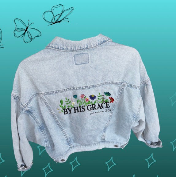 By His Grace – Upcycled Embroidered Denim Jacket